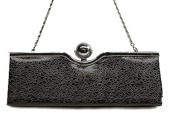 Evening Bag - Patent Leather w/ Metal Frame – Black – BG-43140DBK